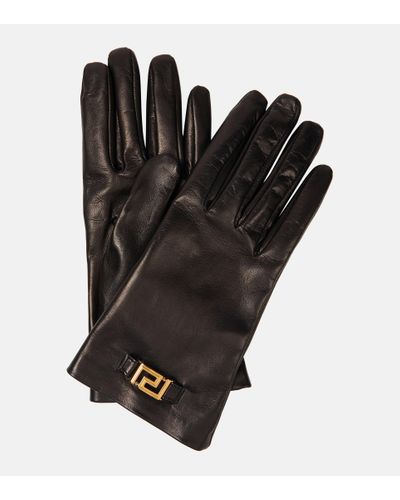 Versace Handschuhe Greca aus Leder - Schwarz