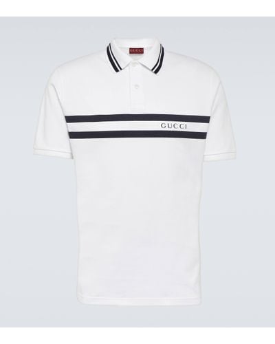 Gucci Logo Cotton-blend Pique Polo Shirt - White
