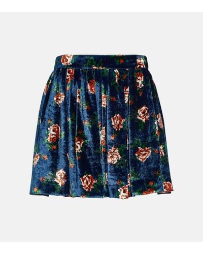 KENZO Minifalda de terciopelo floral - Azul