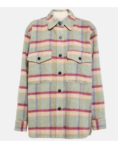 Isabel Marant Checkered Fleece Shirt Jacket - Gray