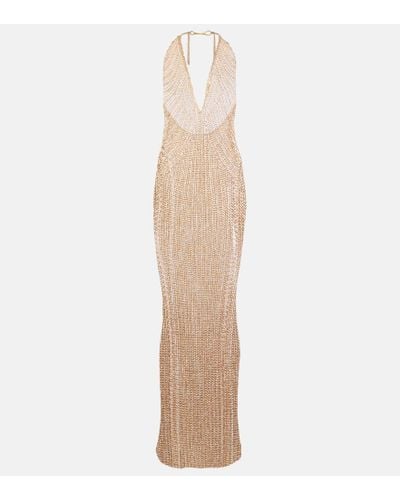 Tom Ford Halterneck Chainmail Gown - Natural