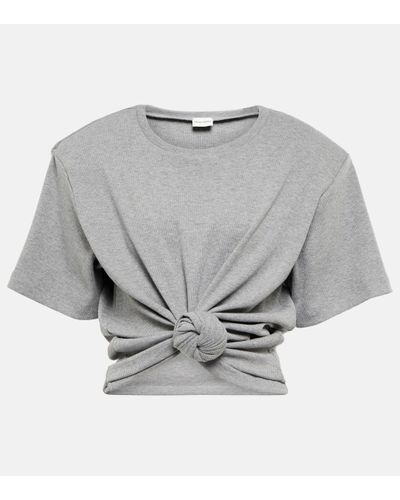 Magda Butrym T-shirt raccourci en coton melange - Gris