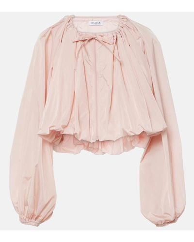 Alaïa Pleated Cropped Jacket - Pink
