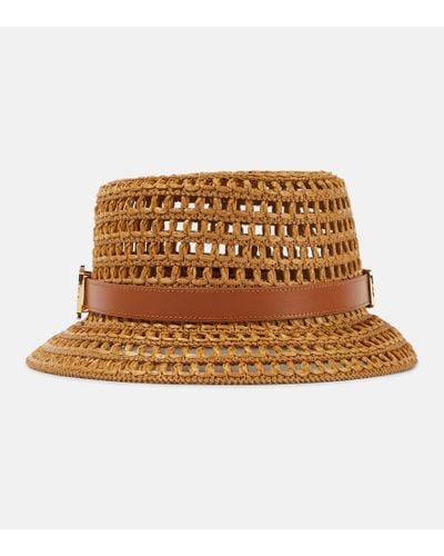 Max Mara Cappello da pescatore Uccio in crochet con pelle - Marrone