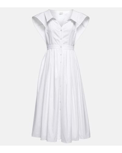 Alexander McQueen Cotton-poplin Midi Shirt Dress - White