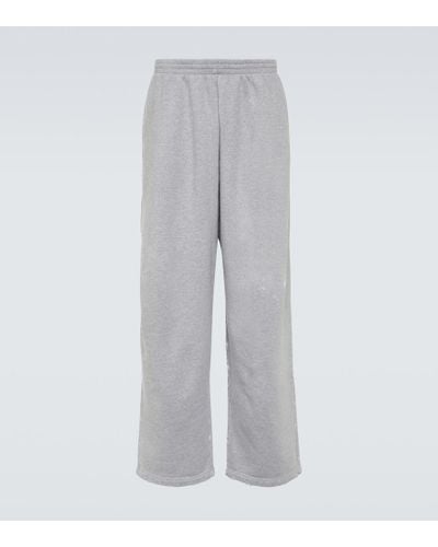 Balenciaga Pantalones deportivos de felpa de algodon - Gris