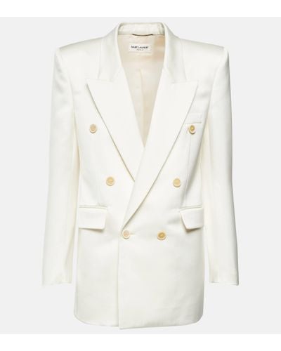 Saint Laurent Jacket In Wool Gabardine - White