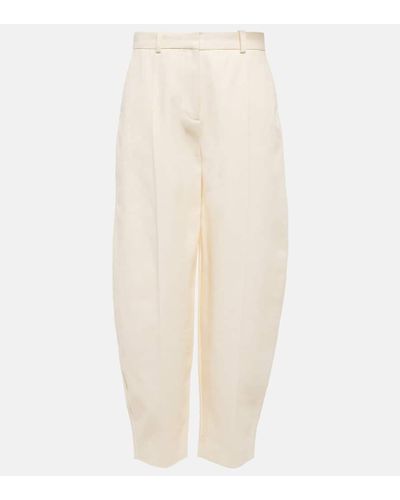 Totême Pantaloni a vita media in cotone - Bianco