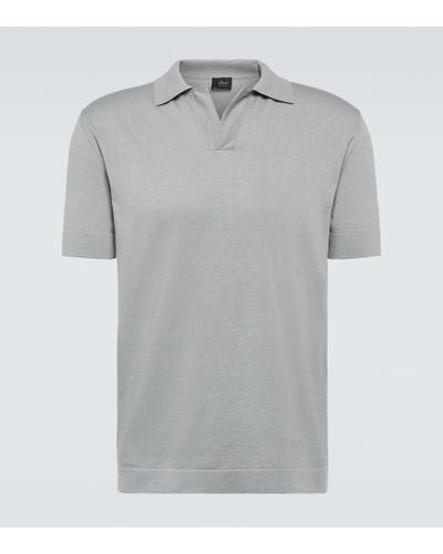 Brioni Polo in cotone e seta - Grigio