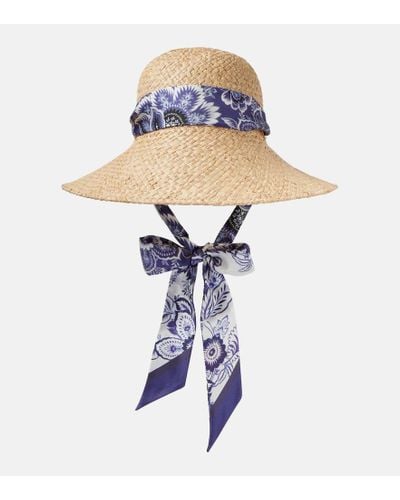 Etro Raffia Hat - Blue