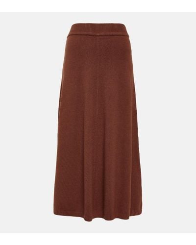 JOSEPH Silk-blend Midi Skirt - Brown