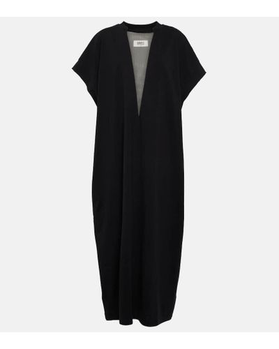 MM6 by Maison Martin Margiela V-neck Cotton Midi Dress - Black