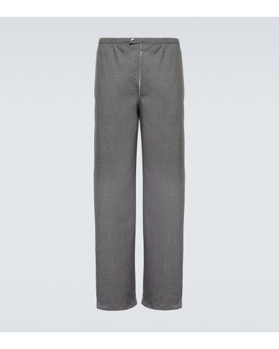 Prada Pantalones rectos de lana virgen - Gris