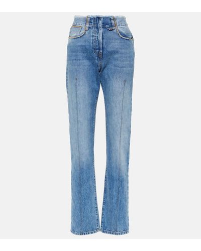 Jacquemus Straight High-Rise Jeans Le de Nimes Linon - Blau