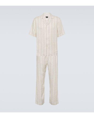 Zegna Pyjama raye en lin - Blanc