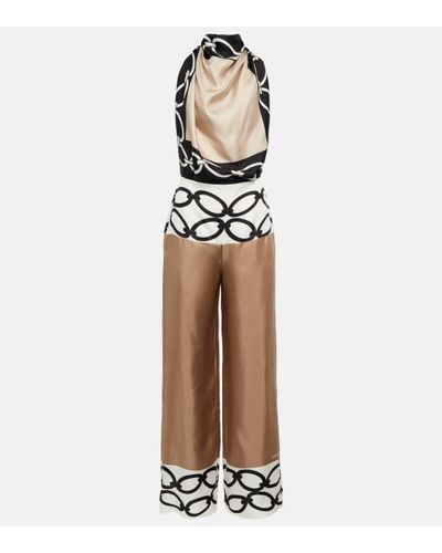 Valentino Combi-pantalon Chain 1967 en soie - Blanc