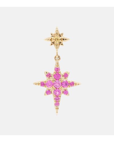 Roxanne First Sunset Star 14kt Gold Single Earring With Sapphires - Pink