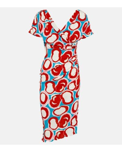 Diane von Furstenberg Havana kleid aus jersey mit print und wickeleffekt - Rot
