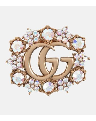 Gucci Spilla GG con cristalli - Bianco