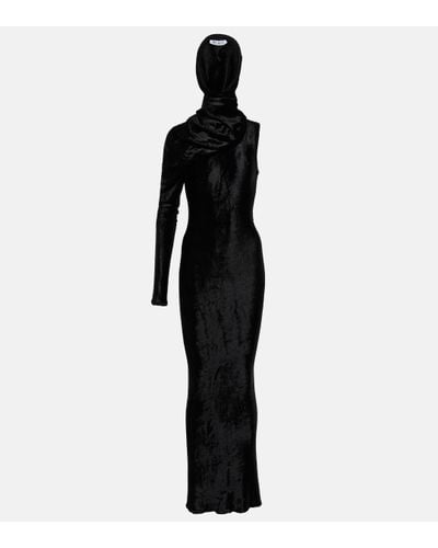 Alaïa Hooded Asymmetric Gown - Black