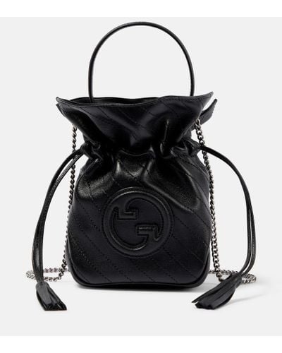 Gucci Blondie Mini Leather Bucket Bag - Black