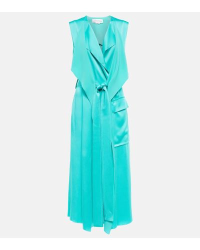 Victoria Beckham Vestido midi Trench de crepe elastico - Azul