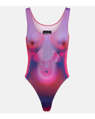 Y. Project Printed Bodysuit - Purple