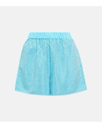 Self-Portrait Shorts adornados - Azul