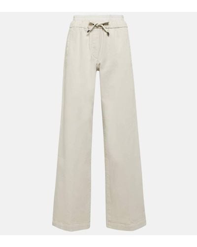 Brunello Cucinelli Pantalones anchos de tiro alto - Blanco