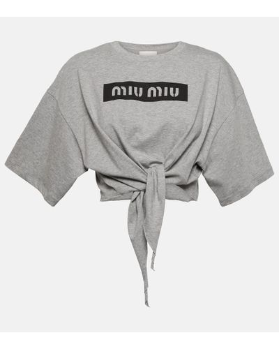 Miu Miu Cropped-Top aus Baumwolle - Grau