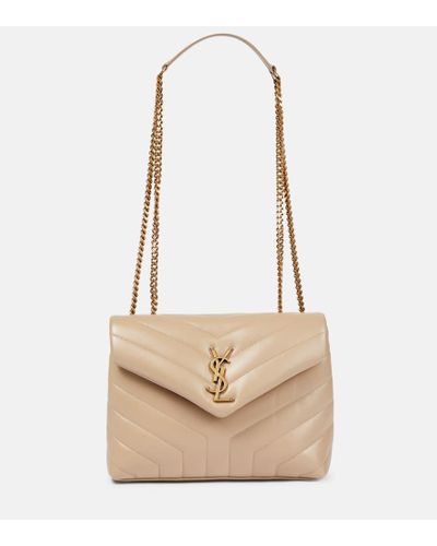 Saint Laurent Envelope Large Quilted Textured-leather Shoulder Bag - Natural