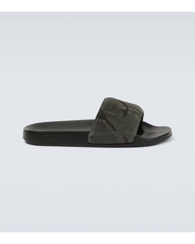 Tom Ford Camouflage Suede Slides - Multicolour