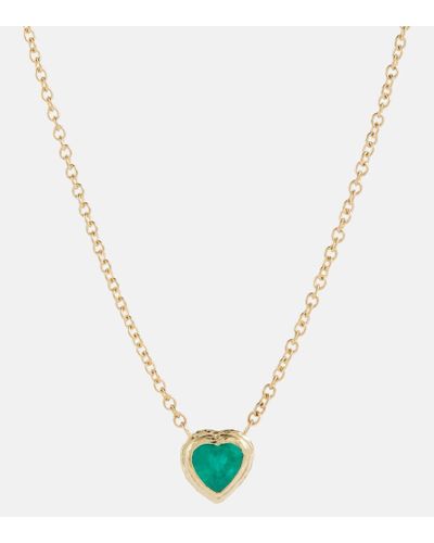 Octavia Elizabeth Heart & Toggle 18kt Gold Necklace With Emerald - Metallic