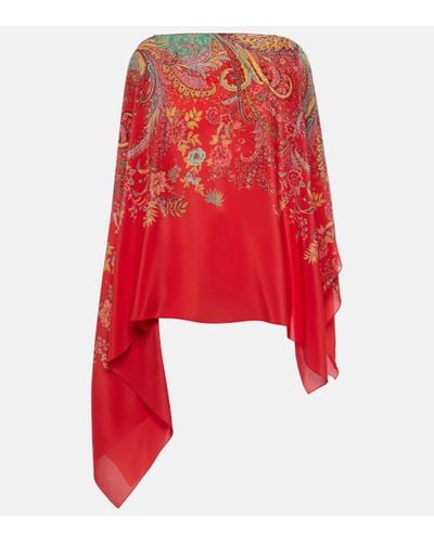 Etro Foulard Printed Silk Top - Red