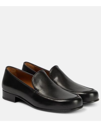 The Row Flynn Leather Loafers - Black