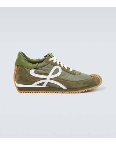 Loewe Flow Runner Leather-trimmed Trainers - Green