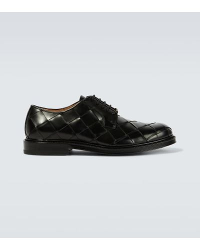Bottega Veneta Intrecciato Leather Derby Shoes - Black