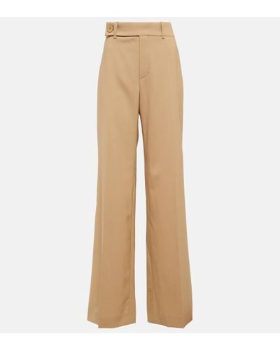 Chloé Chloe Mid-rise Straight Wool-blend Trousers - Natural