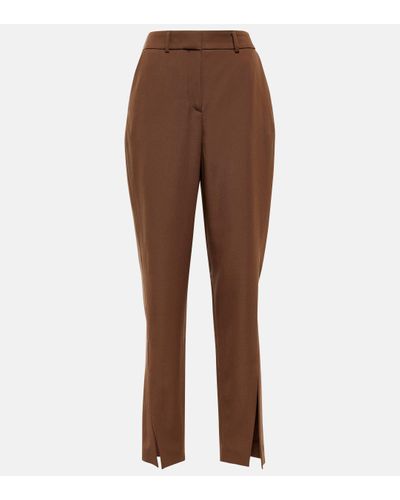 Balmain Tapered Wool Trousers - Brown