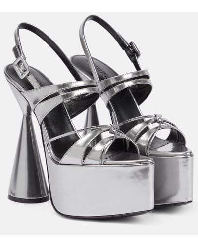 D'Accori Belle Platform Leather Sandals - Gray