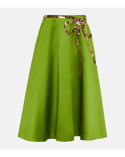 Valentino Gonna midi Duchesse con paillettes - Verde