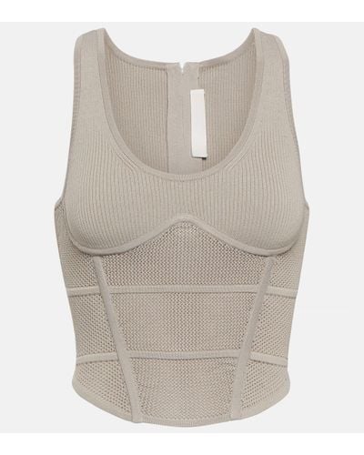 Dion Lee Cropped Ribbed-knit Bustier - White