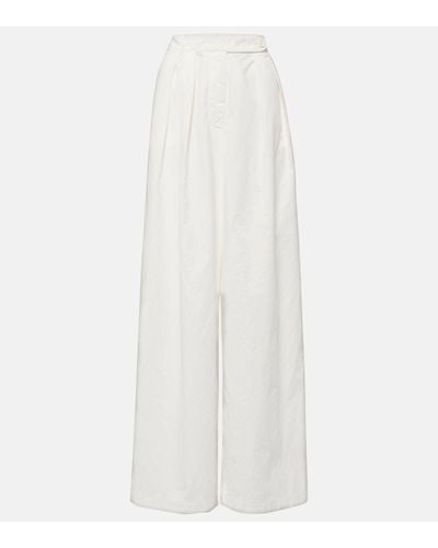 Dries Van Noten Pamplona High-rise Cotton Wide-leg Trousers - White