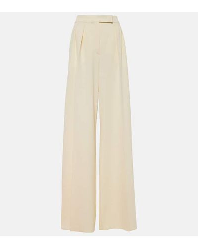 Max Mara Weite High-Rise-Hose Karub aus Wolle - Natur