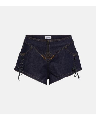 Jean Paul Gaultier Shorts di jeans stringati - Blu