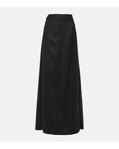 Victoria Beckham Jupe longue en laine melangee - Noir