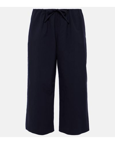 The Row Jubin Cropped Poplin Wide-leg Trousers - Blue