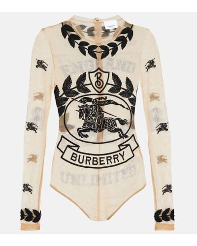 Burberry Eloise Printed Bodysuit - Natural