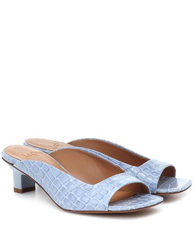LOQ Parma Croc-effect Leather Sandals - Blue