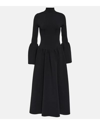 Chloé Vestido midi de mezcla de lana - Negro